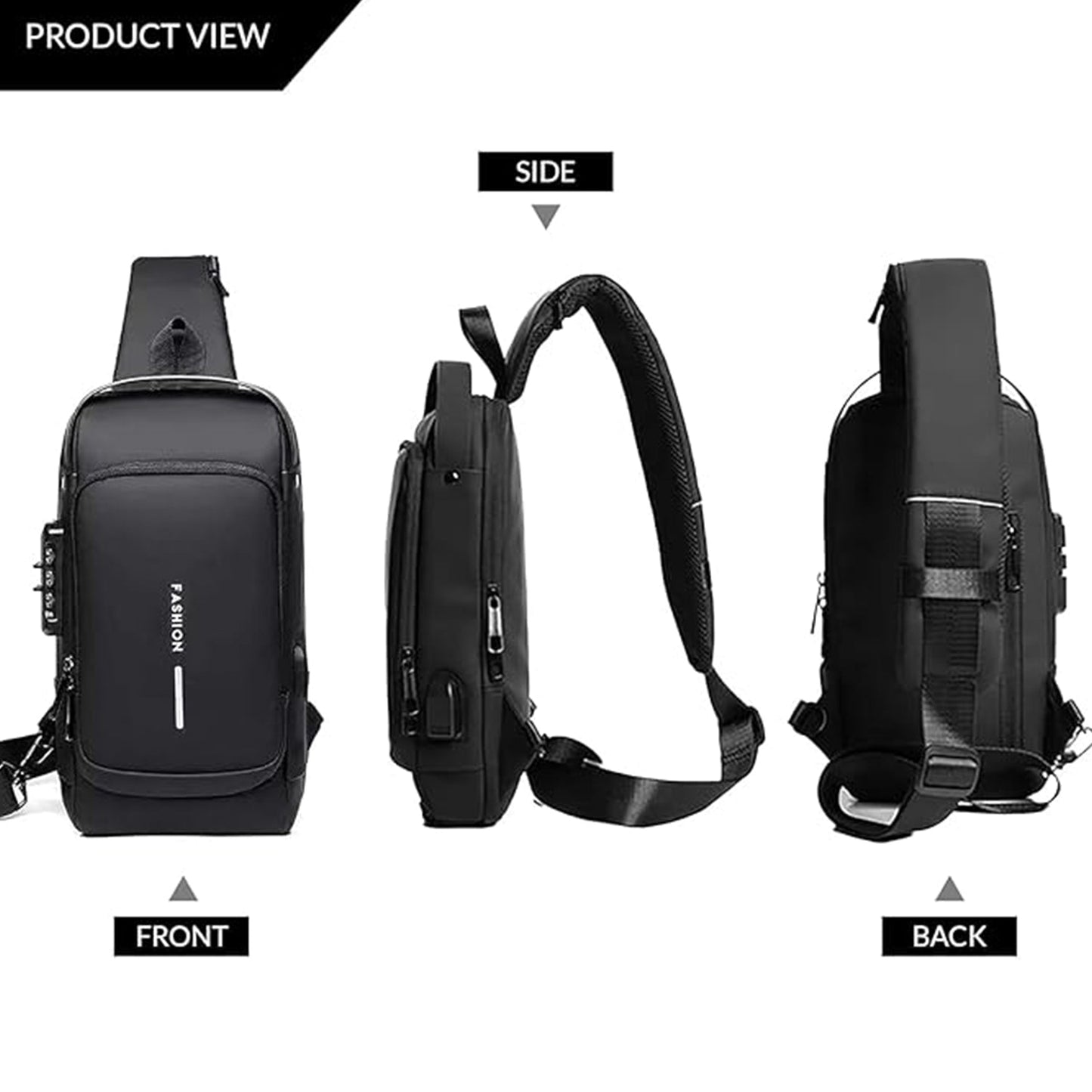 Anti-Theft Sling Bag with USB Charging Port - Stylish and Secure