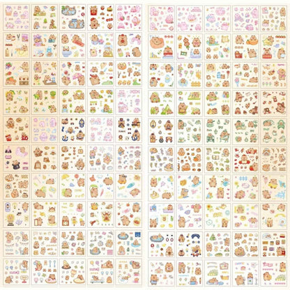 100 pcs Capybara Theme PET Stickers, Kawaii Sticker – 100 Pet Sticker Sheets, Japanese Style Craft Stickers, Self-Adhesive Sticker’s Set - Needsly
