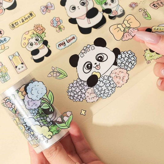 Decorative Tape Set | 4 Rolls PET Washi Tape | Vintage Café Design for Scrapbooking & Journaling | 6cm Wide – 200cm Long Each (Bear Diary Theme) - Needsly