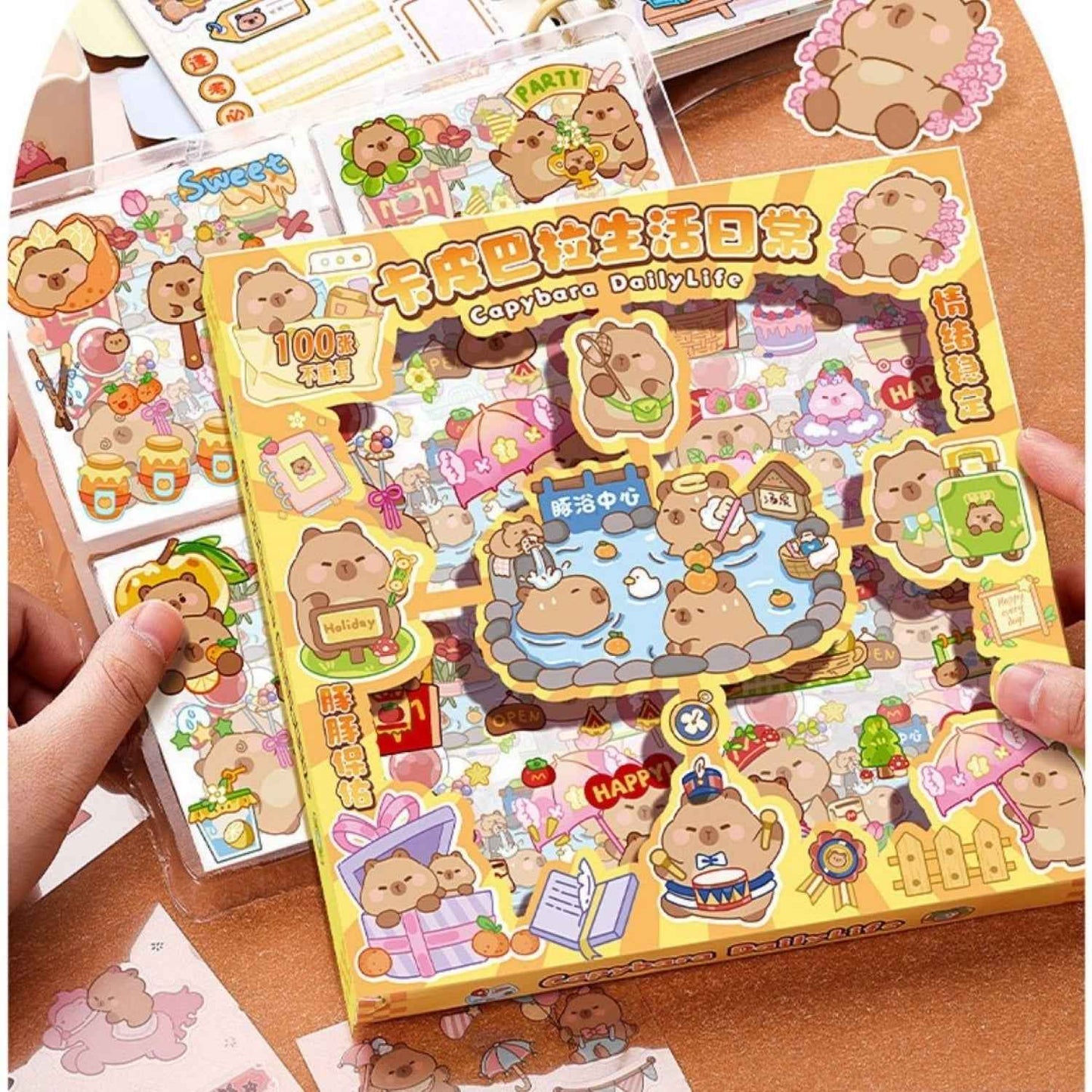 100 pcs Capybara Theme PET Stickers, Kawaii Sticker – 100 Pet Sticker Sheets, Japanese Style Craft Stickers, Self-Adhesive Sticker’s Set - Needsly