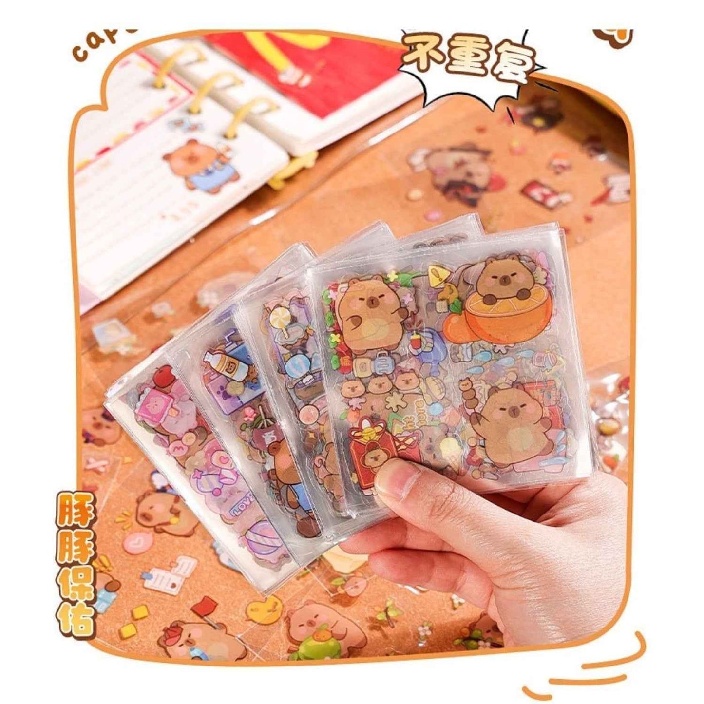 100 pcs Capybara Theme PET Stickers, Kawaii Sticker – 100 Pet Sticker Sheets, Japanese Style Craft Stickers, Self-Adhesive Sticker’s Set - Needsly
