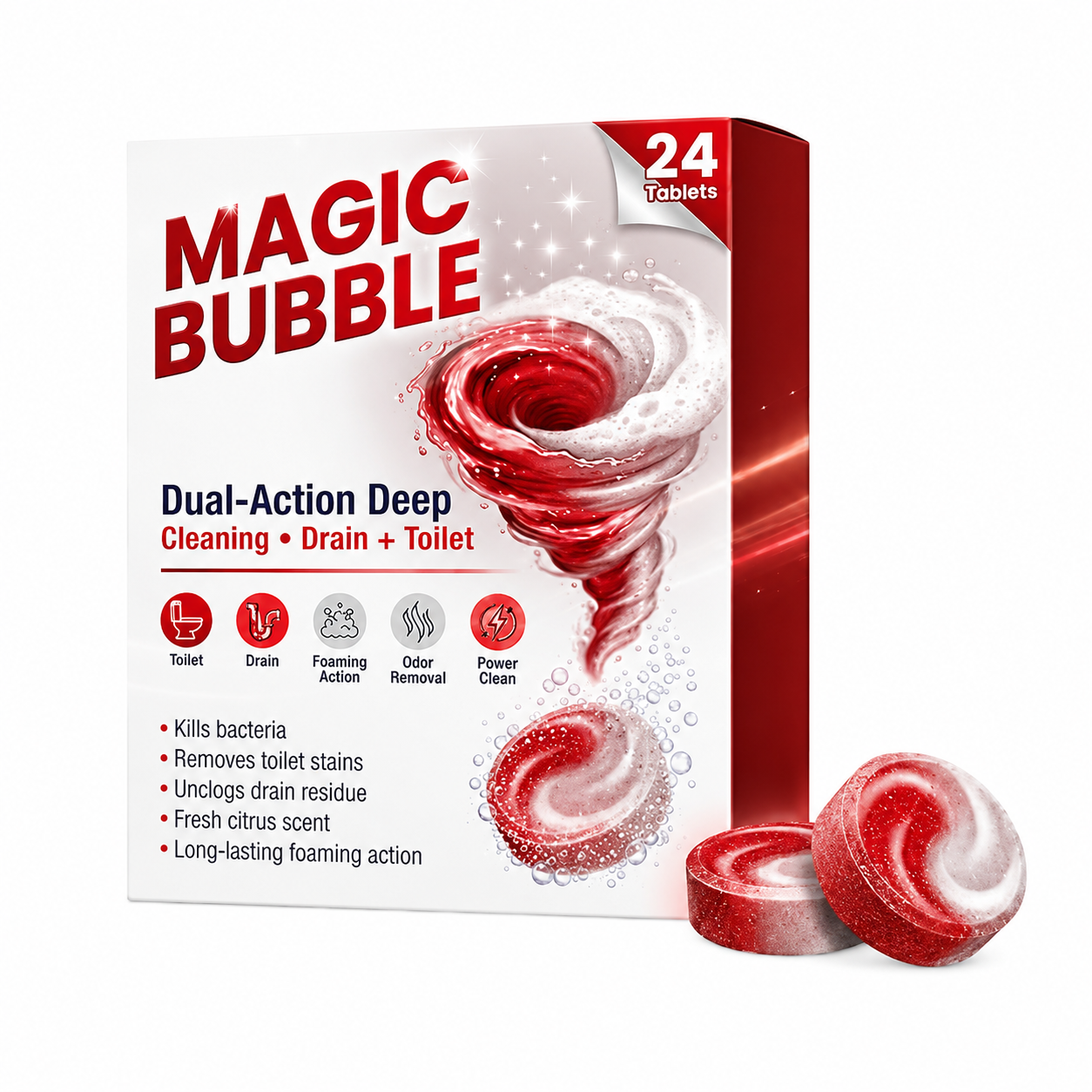 Magic Red Bubble Cleans while removing blockages