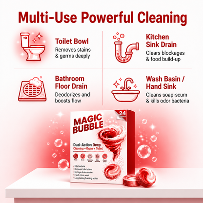 Magic Red Bubble Cleans while removing blockages